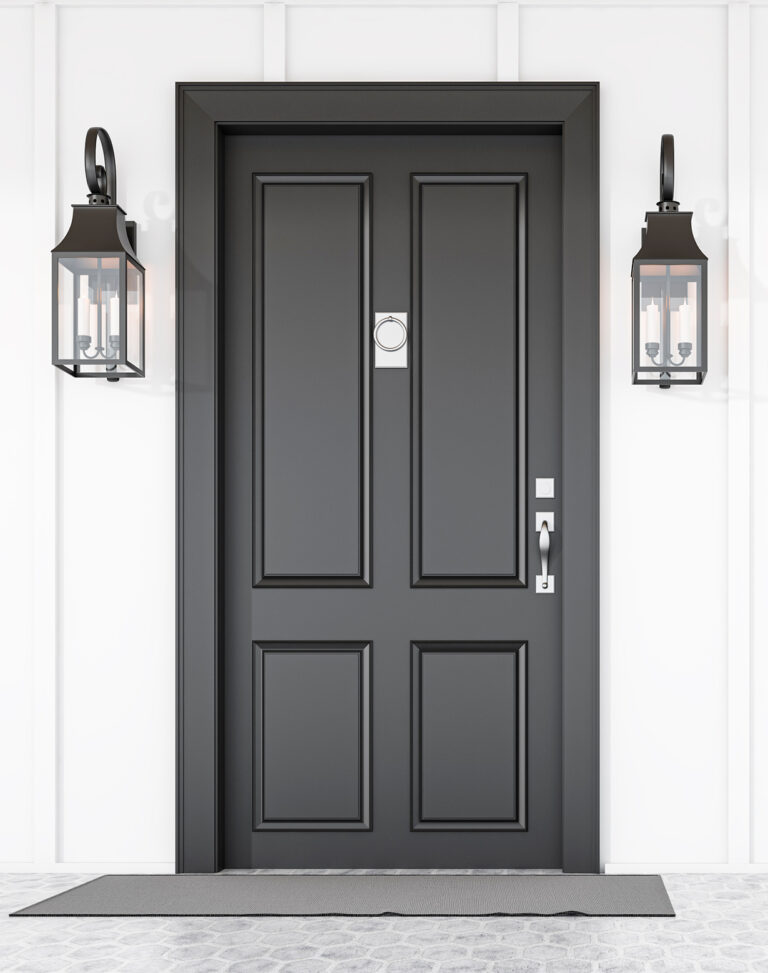 dark grey door.